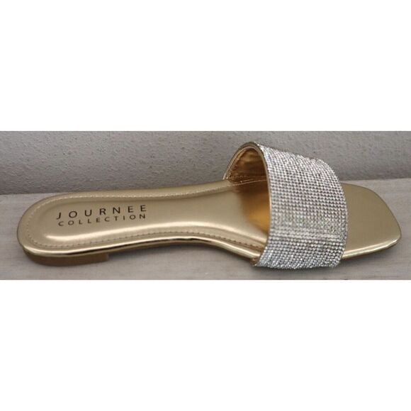 Journee Collection 007226 Women's Sz 7 Gold Embellished Grayce Slide Sandals - Picture 4 of 13